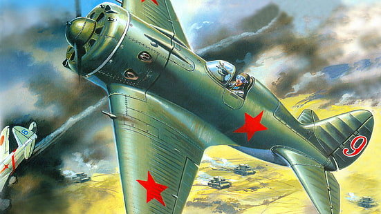 灰色の軍用機の絵画、戦争、煙、星、戦い、戦い、パイロット、戦車、-16、ソビエト、日本、1、ハルヒンゴル、戦闘機-単葉機、中島、ピストン、Ki-27、シングルエンジン、 HDデスクトップの壁紙 HD wallpaper