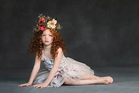 Photography, Child, Cute, Flower, Girl, Little Girl, Redhead, HD wallpaper HD wallpaper