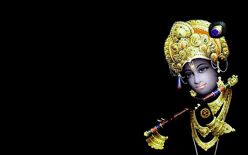 Черный Господь Кришна, иллюстрация индуистского бога Кришны, Бог, Господь Кришна, HD обои HD wallpaper