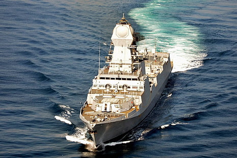 okręt wojenny, niszczyciel, klasa Kalkuta, marynarka indyjska, wojsko, Tapety HD HD wallpaper