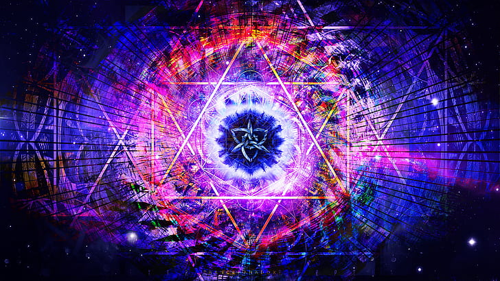 Abstrakt psykedelisk färgrik HD, blå och lila abstrakt tapet, abstrakt, digital / konstverk, färgglad, psykedelisk, HD tapet