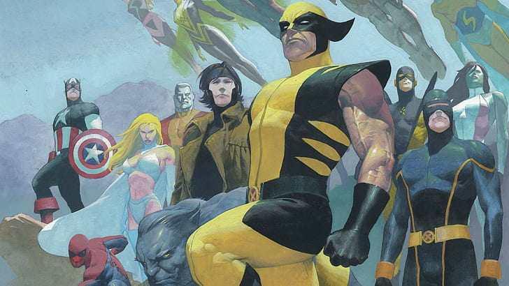 Marvel Comics, artwork, The Avengers, Wolverine, Esad Ribic, Captain America, X-Men, HD wallpaper