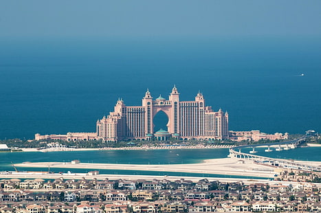 Palm Jumeirah, wyspa, miasto, widok na miasto, morze, niebieski, budynki, domy, palma jumeirah, wyspa, miasto, widok na miasto, morze, niebieski, budynki, domy, Tapety HD HD wallpaper