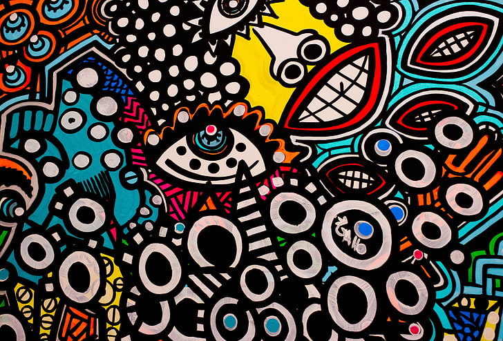 wielobarwne malarstwo abstrakcyjne, kolorowe, street art, Tapety HD