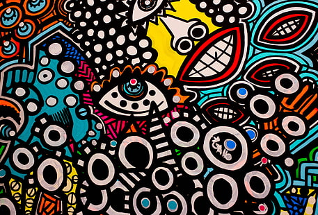 многоцветна абстрактна живопис, цветно, улично изкуство, HD тапет HD wallpaper