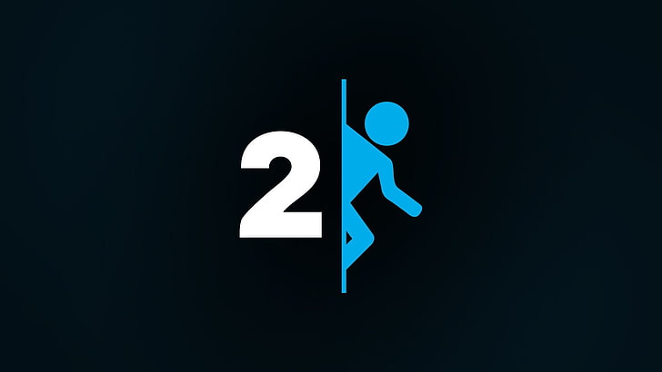 number 2 sign, Portal 2, video games, Portal (game), minimalism, simple background, simple, HD wallpaper