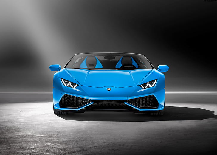 Lamborghini Huracan LP610-4 Spyder, niebieski, supersamochód, samochody luksusowe, samochód sportowy, jazda próbna, Tapety HD
