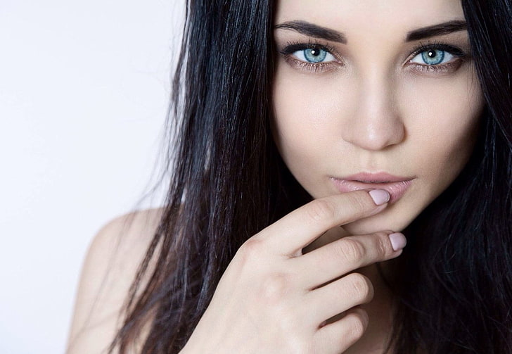 Models, Angelina Petrova, Blue Eyes, Brunette, Face, Model, Ukranian, HD wallpaper