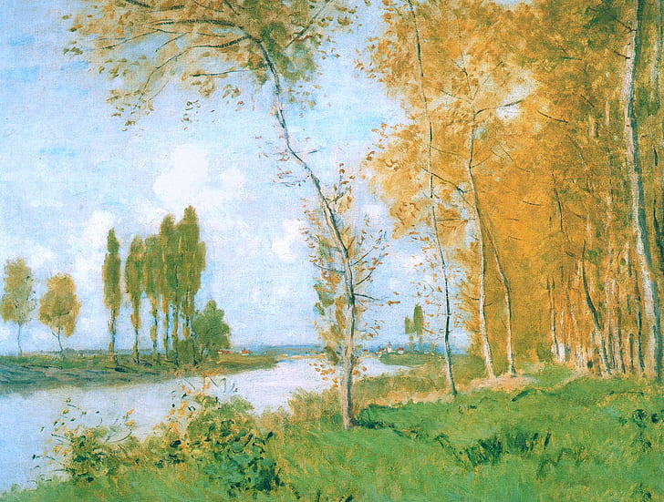 пейзаж, картина, Клод Моне, Пролет в Арахни, HD тапет
