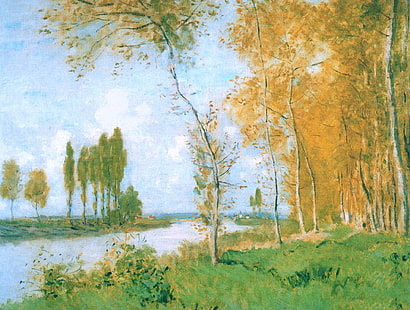 пейзаж, картина, Клод Моне, Весна в Арачнее, HD обои HD wallpaper