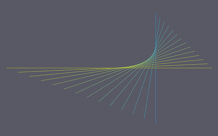 синя, жълта и зелена линия илюстрация стик, минимализъм, линии, HD тапет