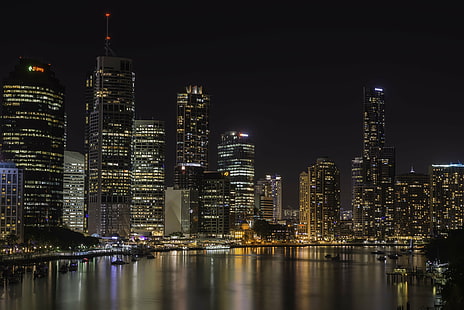 architectural photography of high-rise buildings near the body of water, brisbane, brisbane, Brisbane City, City by Night, architectural photography, high-rise buildings, body of water, brisbane, kangaroo  point, tourism, travel, night, cityscape, city, f1.8, nikon  d800, cliffs, qld, australia, aus, download, image, photo, cc, creative  commons, nightscape, long  exposure, WOW, BRILLIANT, urban Skyline, skyscraper, architecture, downtown District, urban Scene, illuminated, reflection, building Exterior, famous Place, HD wallpaper HD wallpaper