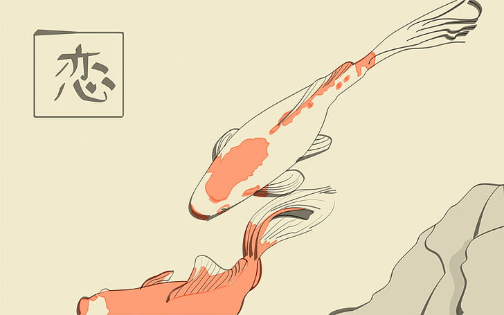 Ryba koi, ilustracja ryby koi, grafika cyfrowa, 1920x1200, ryba, Tapety HD