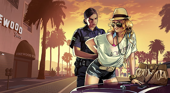 Poster Grand Theft Auto, Grand Theft Auto V, Grand Theft Auto, video game, Wallpaper HD HD wallpaper