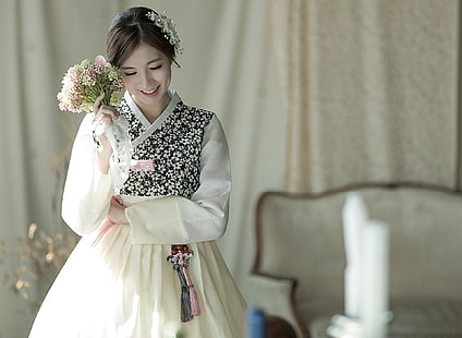 Corée du Sud, femmes, asiatique, hanbok, vêtements traditionnels, Fond d'écran HD HD wallpaper