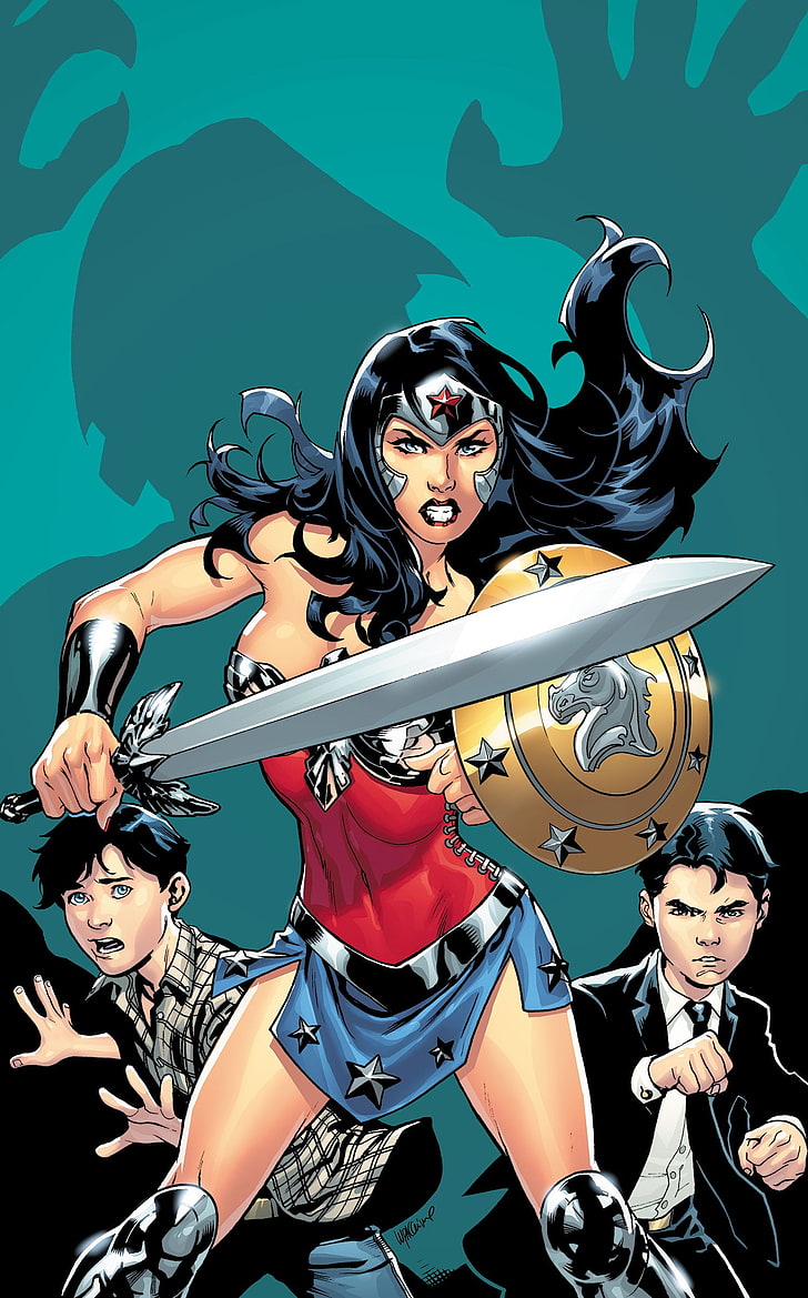 Ilustracja Wonder Woman, World's Finest, superbohaterki, Wonder Woman, Tapety HD, tapety na telefon