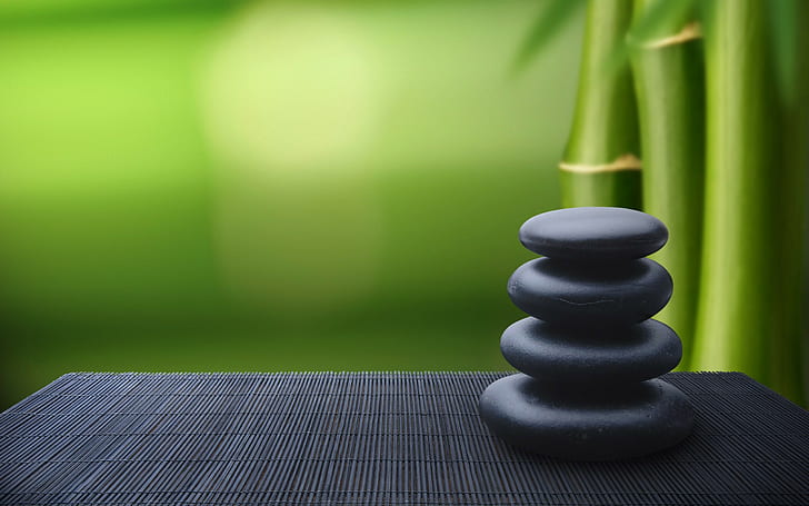 batu, bambu, zen, Wallpaper HD