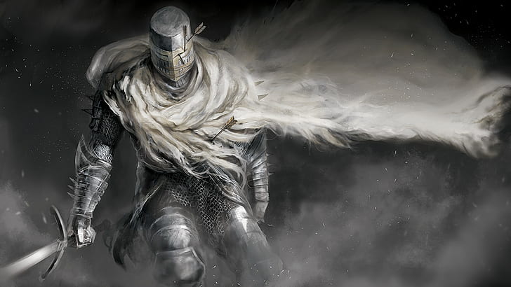 cavaleiro almas das trevas almas das trevas ii obra de arte fantasia arte armadura espada capa videogame heide cavaleiro, HD papel de parede