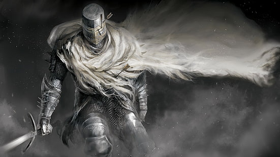 cavaleiro almas das trevas almas das trevas ii obra de arte fantasia arte armadura espada capa videogame heide cavaleiro, HD papel de parede HD wallpaper