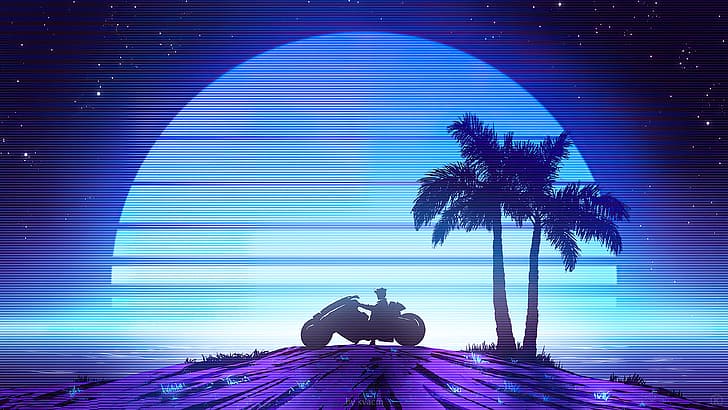 synthwave, neon, Retrowave, HD tapet