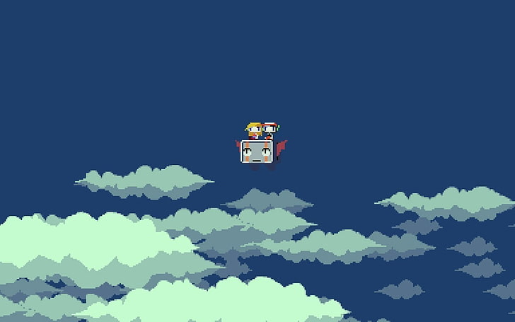 cave story pixels sky quote curly brace video games, HD wallpaper