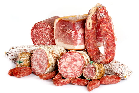 raw meats, sausage, meat, food, HD wallpaper HD wallpaper