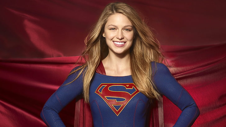 Melissa Benoist jako Supergirl, Melissa Benoist, aktorka, Supergirl, TV, blondynka, zielone oczy, Tapety HD