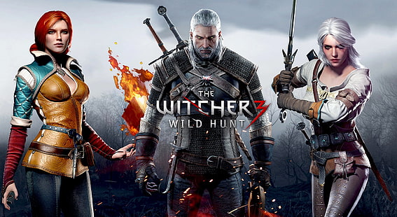 The Witcher 3 jogo de caça selvagem, The Witcher, The Witcher 3: caça selvagem, Ciri (The Witcher), Geralt de Rivia, Triss Merigold, HD papel de parede HD wallpaper