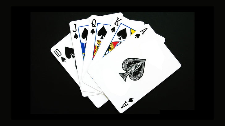 spelkort, Royal Flush, poker, spader, HD tapet