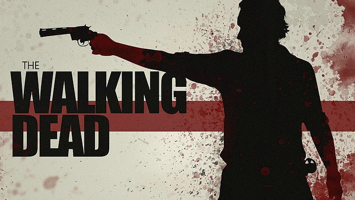 The Walking Dead, телевизор, пистолет, силует, произведения на изкуството, HD тапет
