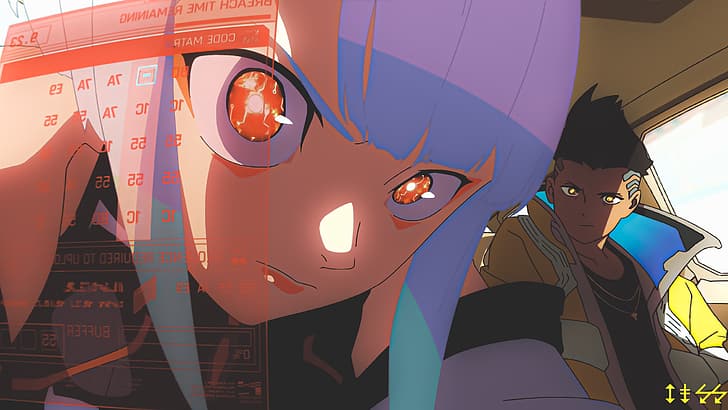 Cyberpunk 2077, David (Edgerunners), Lucy (Edgerunners), Anime-Paar, Anime-Mädchen, Anime-Jungs, Anime, HD-Hintergrundbild