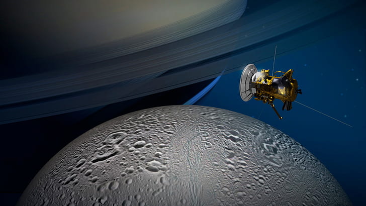 Cassini Spacecraft Enceladus 1, HD wallpaper