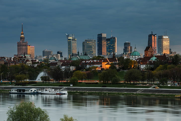 Varsavia, paesaggio urbano, grattacielo, Polonia, Sfondo HD