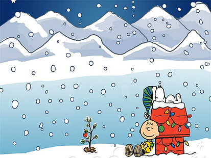 براون ، تشارلي ، عيد الميلاد ، كاريكاتير ، الفول السوداني ، سنوبي، خلفية HD HD wallpaper