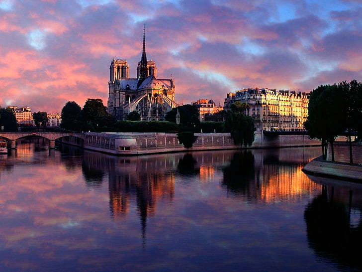 Notre Dame at Sunrise Paris France, sunrise, paris, france, notre, dame, HD wallpaper