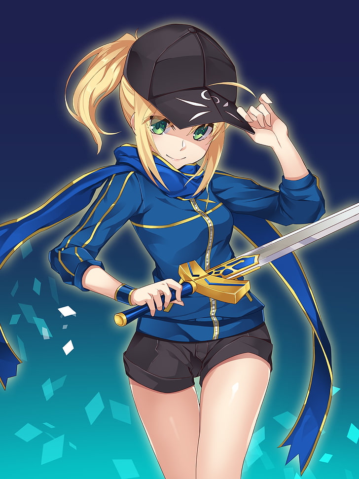 fate grand order, mysterious heroine x, sword, hat, blonde, scarf, Anime, HD wallpaper
