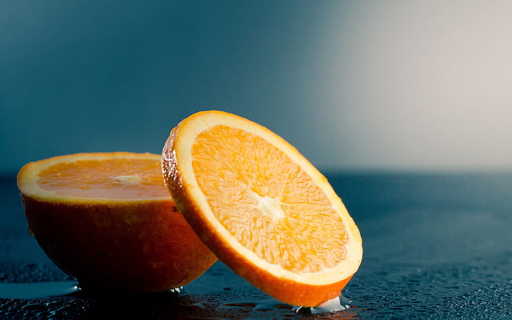 Plasterek pomarańczy, sok pomarańczowy, owoce, pomarańcza, Tapety HD