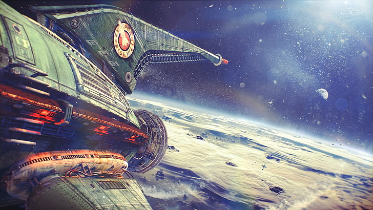 Raumschiff Tapete, Futurama, Weltraum, Planet Express, Kunstwerk, digitale Kunst, Erde, HD-Hintergrundbild