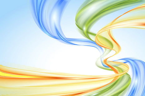 Ilustración digital de onda amarilla, verde y azul, abstracción, fondo, arco iris, colores, abstracto, pastel, ondas, creativo, Fondo de pantalla HD HD wallpaper