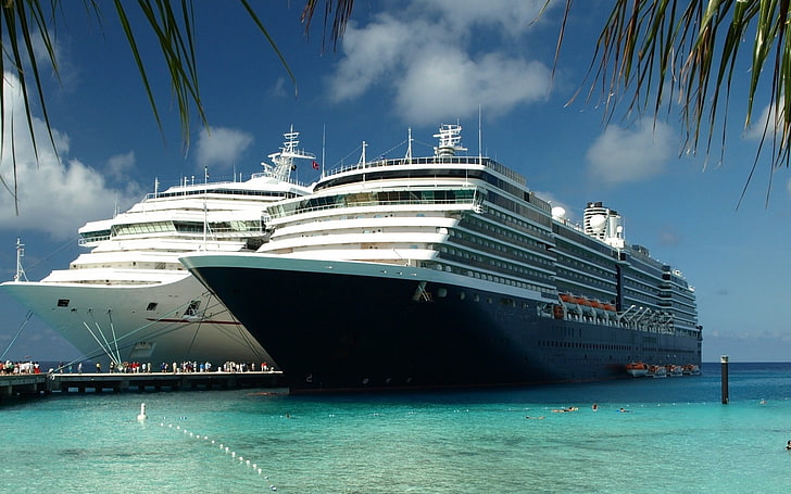 blue and white cruise ship, cruise ship, vehicle, ship, HD wallpaper