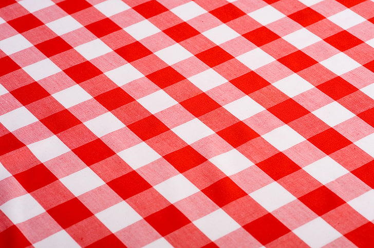 tekstil kotak-kotak putih dan merah, putih, merah, kanvas, Wallpaper, sel, kain, taplak meja, Wallpaper HD