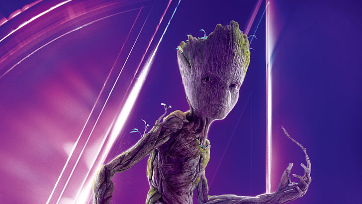 Marvel Groot dari Guardian of the Galaxy, Avengers: Perang Infinity, Groot, 4K, 8K, Wallpaper HD