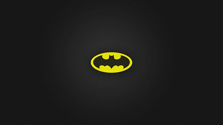 logo, noir, Batman, minimalisme, jaune, fond noir, fond simple, Fond d'écran HD