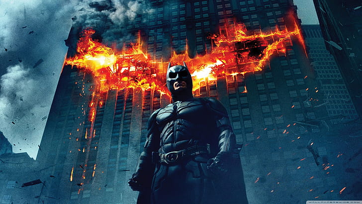 Batman The Dark Knight Rises Fire Building HD, film,, gelap, batman, api, bangunan, ksatria, naik, Wallpaper HD