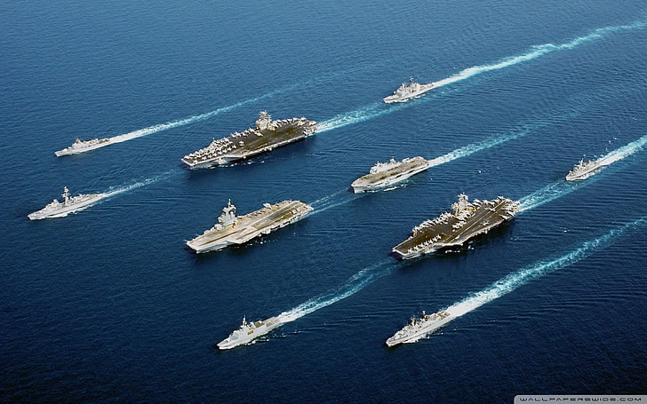 crucero marrón, marina de los Estados Unidos, flotas, marina francesa, barco, militar, portaaviones, vehículo, Fondo de pantalla HD
