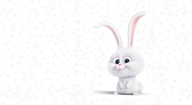 white rabbit illustration, snow, rendering, mood, holiday, art, Bunny, snowflake, children's, Novay year, HD wallpaper
