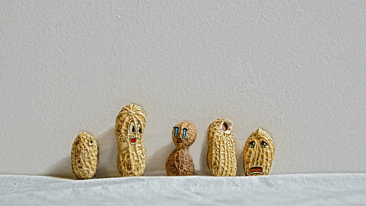 five assorted decorative nuts, five, decorative, nuts, cc, Creative Commons, doodles, food, peanuts, cultures, decoration, HD wallpaper