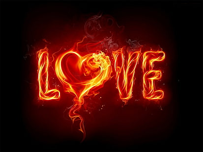 Amor, Romance, Sentimentos, Em chamas, Coração, Fundo escuro, Design de arte, Amor, Romance, Sentimentos, em chamas, coração, fundo escuro, Design de arte, HD papel de parede HD wallpaper