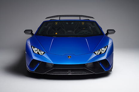 blue Lamborghini Gallardo, Lamborghini Huracan Performante Spyder, Geneva Motor Show, 2018, 4K, HD wallpaper HD wallpaper