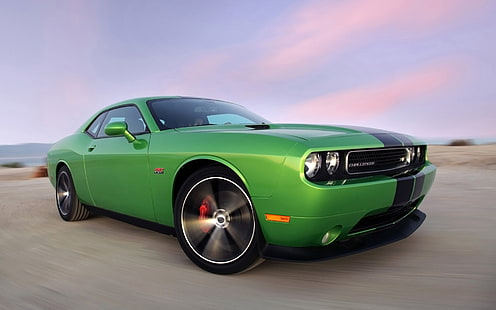 2011 Dodge Challenger Green, รถกล้ามเนื้อสีเขียวและสีดำ, Dodge Challenger, Muscle Car, วอลล์เปเปอร์ HD HD wallpaper